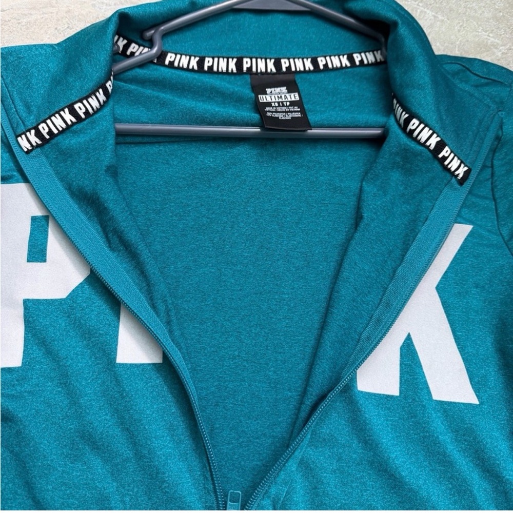 Set of 2 PINK Victoria's Secret Tops Teal Quarter Zip and Pink Sweatshirt - Picture 4 of 9